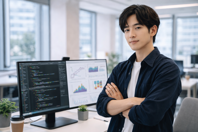 データ分析とコードを背景に自信を持つ日本人ITエンジニア