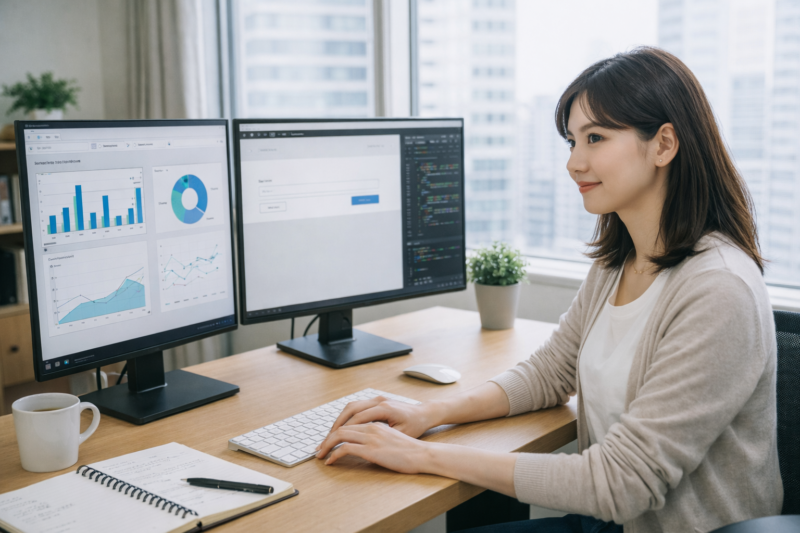 Pythonでデータ分析や開発を行う女性エンジニア