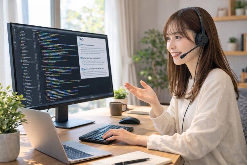 在宅勤務に関する質問に答える日本人ITエンジニア