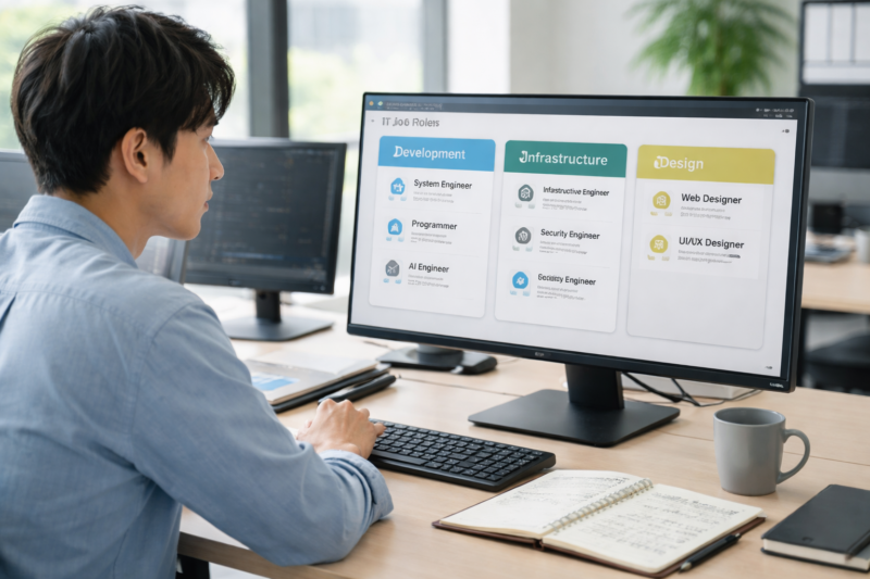 IT職種の分類を画面で確認するエンジニア