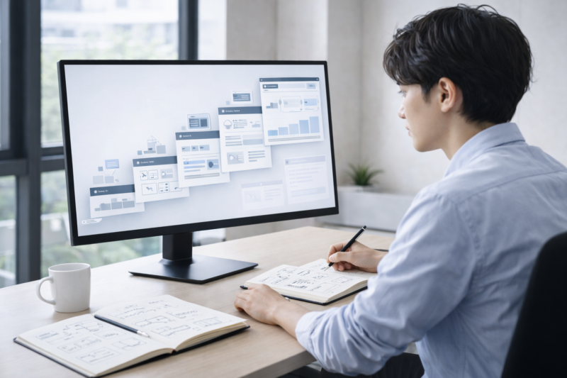 ITエンジニアのスキル習得ロードマップを計画する様子