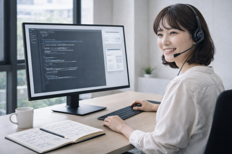 ITに関する質問に対応するサポートエンジニアのイメージ