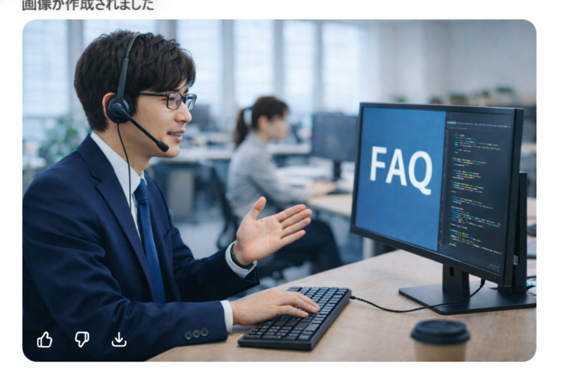 オンライン会議で質問に回答をしている若いエンジニア