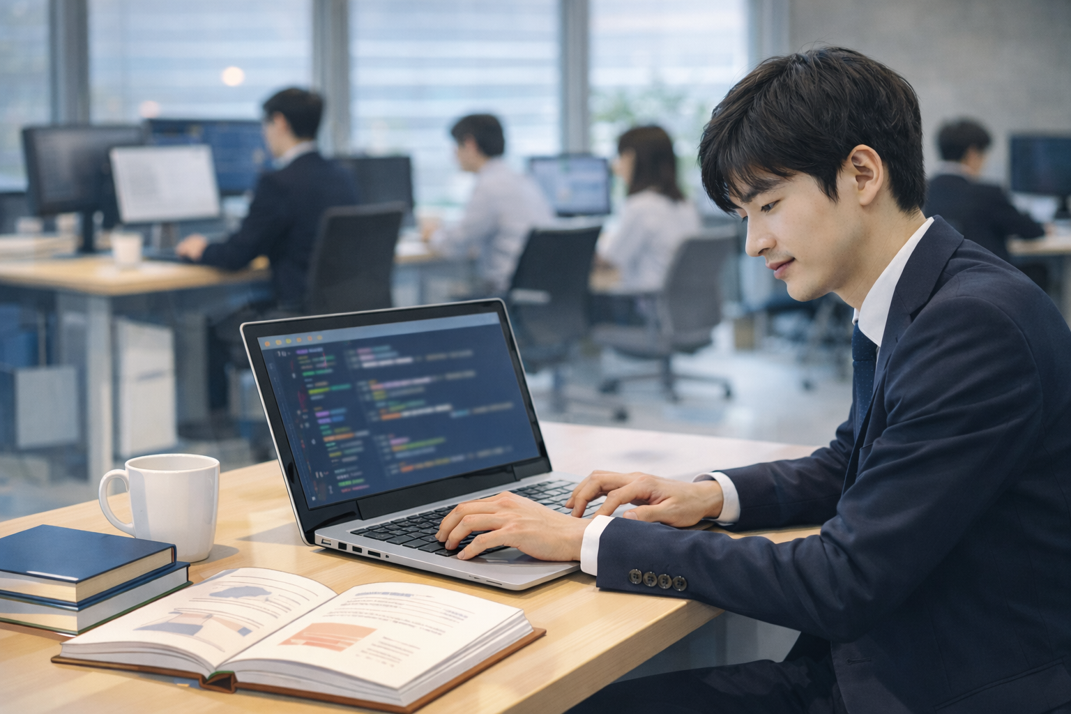 情報処理技術者試験の学習をするITエンジニアのイメージ