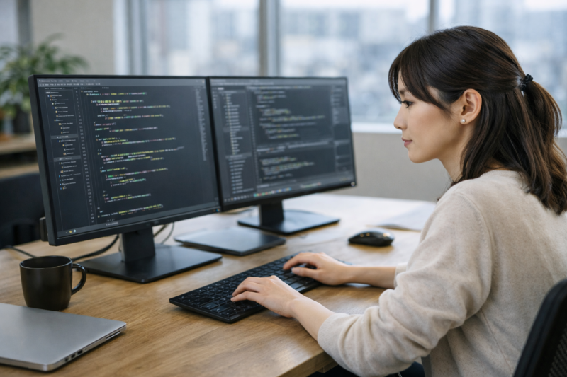 実務開発に取り組む女性ITエンジニア