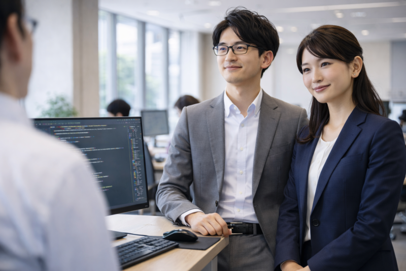 ITエンジニアが質問に答えているイメージ