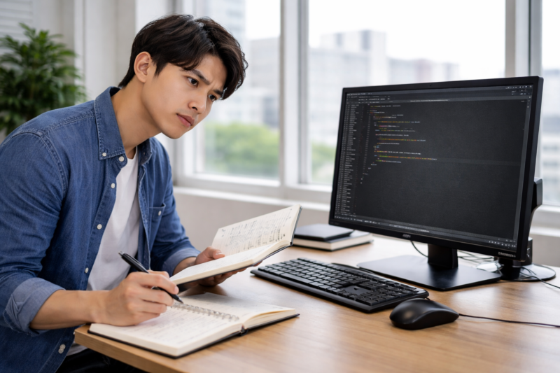プログラミング学習でつまずきながら考えているエンジニア