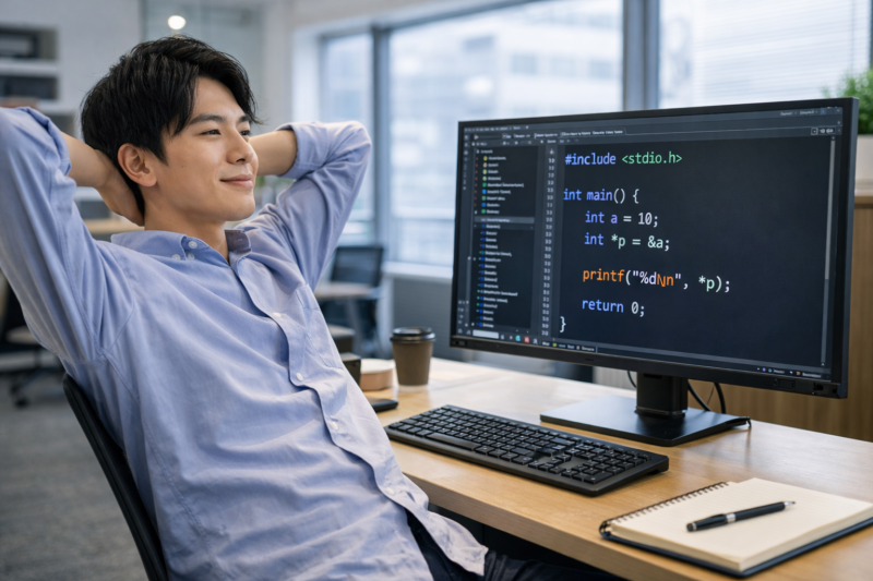 C言語ポインタの理解が進み満足しているエンジニア