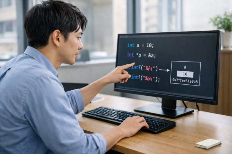 C言語のメモリアドレスとポインタの概念を理解しているエンジニア