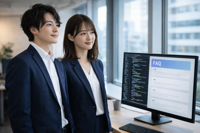 疑問に向き合うITエンジニア男女の姿