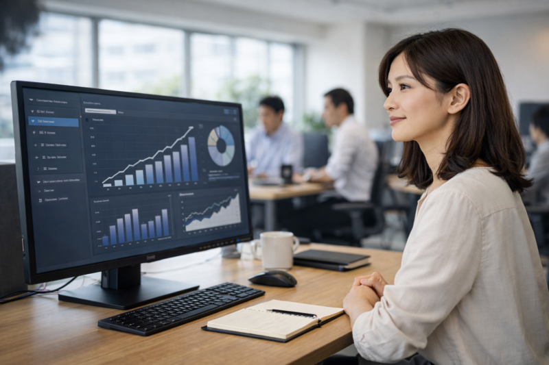 生成AI市場の成長を確認するエンジニア